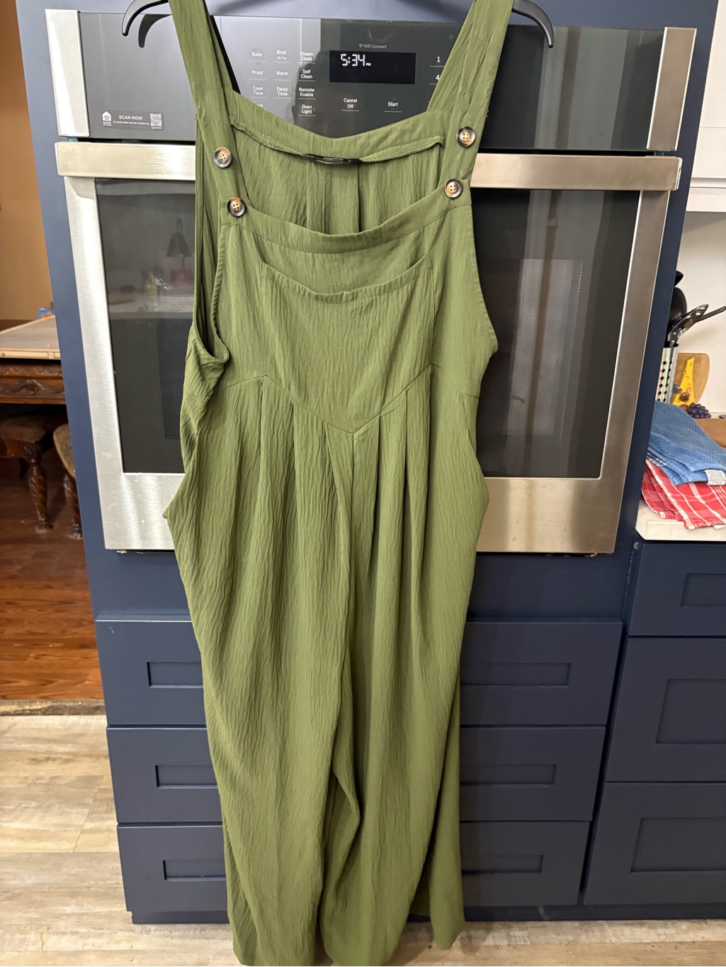 Dokotoo Olive Green Wide Leg Overall Jumpsuit Size 2xl Boho Pocket Romper